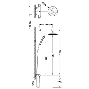 Colonne de douche thermostatique 2 voies Chrome - TRES 19039315