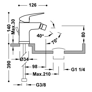 Mitigeur pour bidet Chrome - TRES 21612010DA