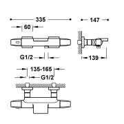 Mitigeur bain-douche thermostatique mural Over‑wall Noir Bronze - TRES 19017415KMB