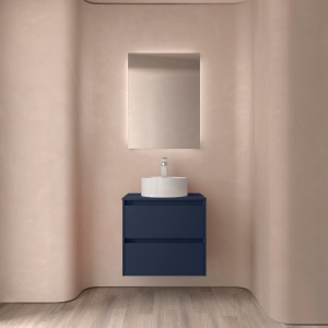 Meuble salle de bains et plan de toilette 60cm 2 tiroirs Blue Satin NOJA - SALGAR 105456