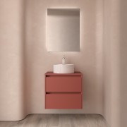 Meuble salle de bains et plan de toilette 60cm 2 tiroirs Red Satin NOJA - SALGAR 105458