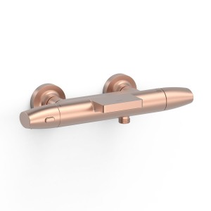 Mitigeur bain-douche thermostatique mural Over‑wall Or Rose Mat 24K - TRES 19017413OPM