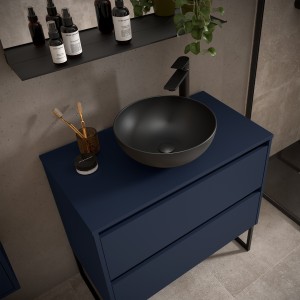 Meuble salle de bains et plan de toilette 90cm 2 tiroirs Blue Satin NOJA - SALGAR 105501