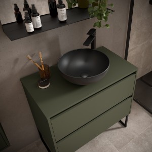 Meuble salle de bains et plan de toilette 90cm 2 tiroirs Green Satin NOJA - SALGAR 105502