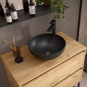 Meuble salle de bains et plan de toilette 90cm 2 tiroirs Chêne Africain NOJA - SALGAR 105505