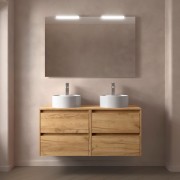 Meuble salle de bains et plan de toilette 120cm 4 tiroirs Chêne Africain NOJA - SALGAR 105523