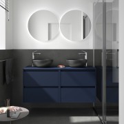 Meuble salle de bains et plan de toilette 140cm 4 tiroirs Blue Satin NOJA - SALGAR 105528