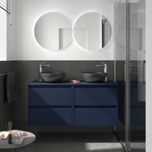 Meuble salle de bains et plan de toilette 140cm 4 tiroirs Blue Satin NOJA - SALGAR 105528