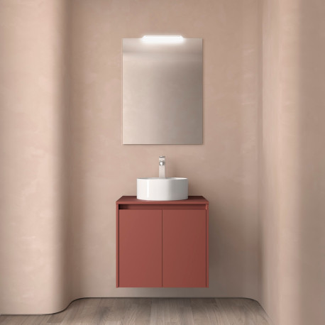 Meuble salle de bains et plan de toilette 60cm 2 portes Red Satin NOJA - SALGAR 105539