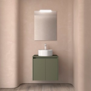 Meuble salle de bains et plan de toilette 70cm 2 portes Green Satin NOJA - SALGAR 105547