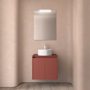 Meuble salle de bains et plan de toilette 70cm 2 portes Red Satin NOJA - SALGAR 105548