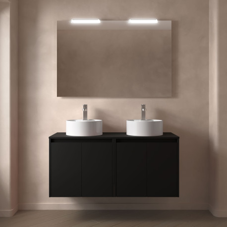 Meuble salle de bains et plan de toilette 120cm 4 portes Black Satin NOJA - SALGAR 105563