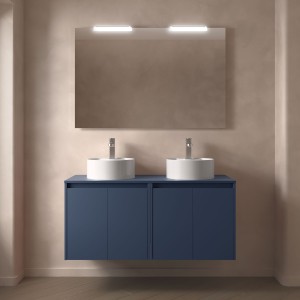Meuble salle de bains et plan de toilette 120cm 4 portes Blue Satin NOJA - SALGAR 105564