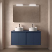 Meuble salle de bains et plan de toilette 140cm 4 portes Blue Satin NOJA - SALGAR 105573
