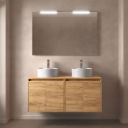 Meuble salle de bains et plan de toilette 140cm 4 portes Chêne Africain NOJA - SALGAR 105577