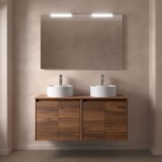 Meuble salle de bains et plan de toilette 140cm 4 portes Noyer Maya NOJA - SALGAR 105578