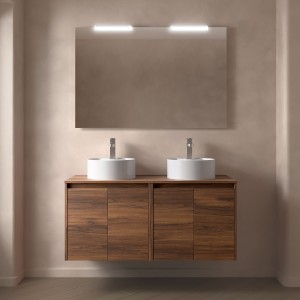 Meuble salle de bains et plan de toilette 140cm 4 portes Noyer Maya NOJA - SALGAR 105578