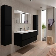 Meuble salle de bains et plan de vasque 140cm 4 tiroirs Black Satin NOJA - SALGAR 106180