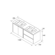 Meuble salle de bains 1400mm 2 tiroirs 2 portes Black Satin Noja