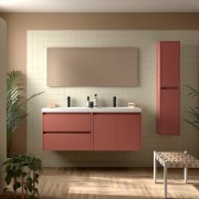 Meuble salle de bains 1400mm 2 tiroirs 2 portes Red Satin Noja
