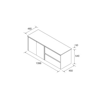 Meuble salle de bains 1400mm 2 tiroirs 2 portes Black Satin Noja