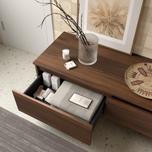 Coquette de salle de bains 600mm 1 tiroir Noyer Maya Noja Salgar