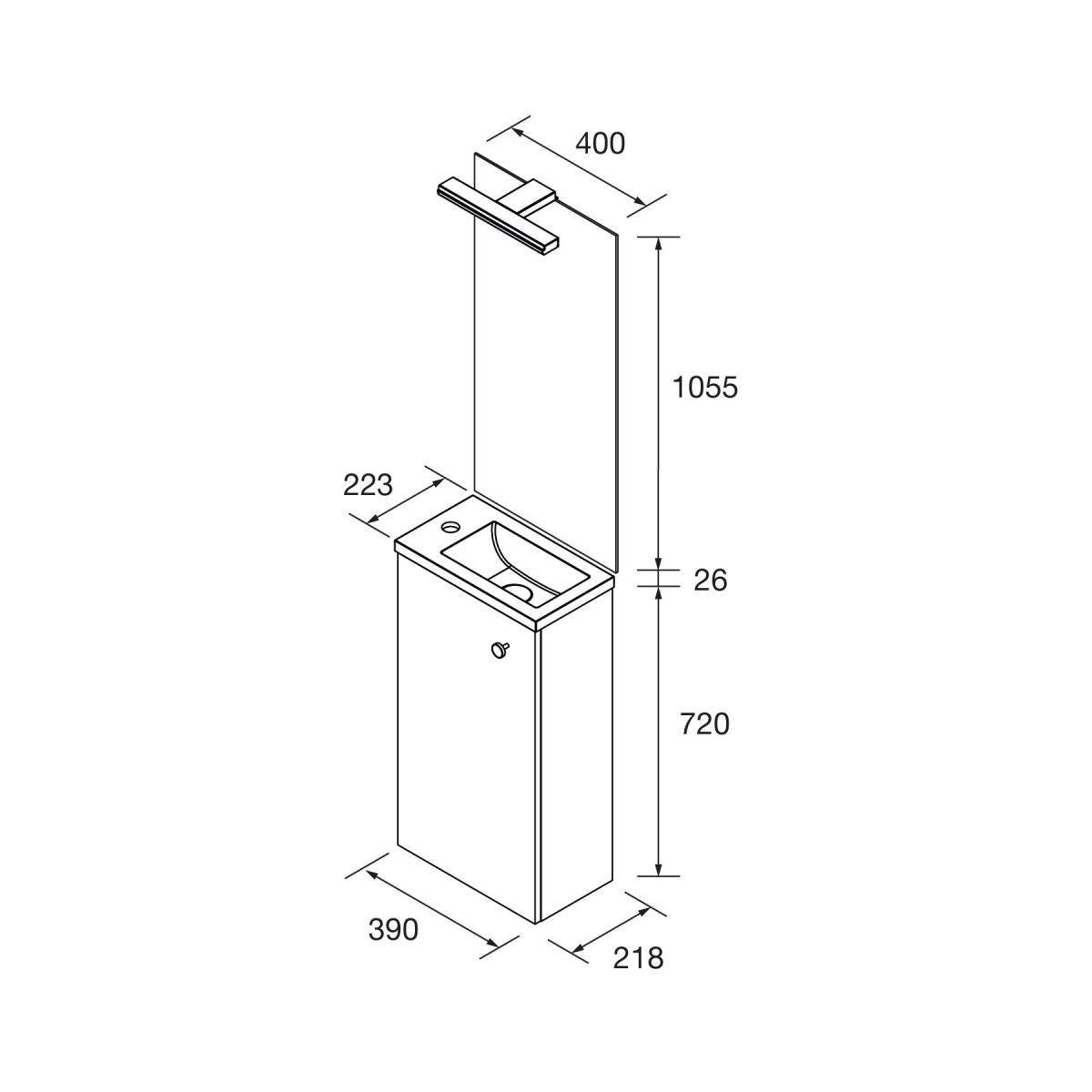 Ensemble complet meuble, vasque, miroir et applique 40cm Blue Satin MARVILLE - SALGAR 104995