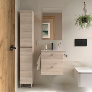 Ensemble meuble de salle de bain, lavabo et miroir 2 tiroirs Salgar