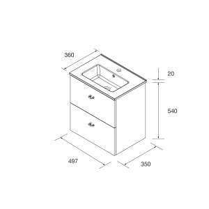 Meuble salle de bains et plan de vasque 50cm 2 tiroirs Chêne Naturel INARA - SALGAR 113676