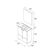 Ensemble meuble salle de bains, miroir et plan de vasque 70cm 1 tiroir, 2 portes Chêne Naturel INARA - SALGAR 113717