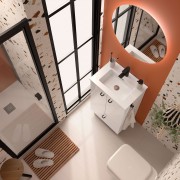 Meuble salle de bains et plan de vasque 50cm 2 portes 1 tiroir Blanc Brillant INARA - SALGAR 113718