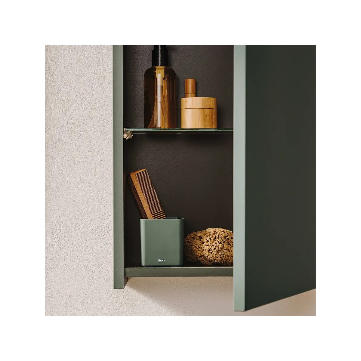 Colonne salle de bains retournable 1 porte 2 étagères Delta Colonne 35cm Vert Mat - Roca A857637513