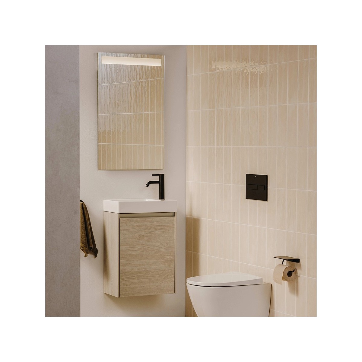 Ensemble Meuble lave-mains Ona 1 Porte 45cm Vert Mat - Roca A851696513