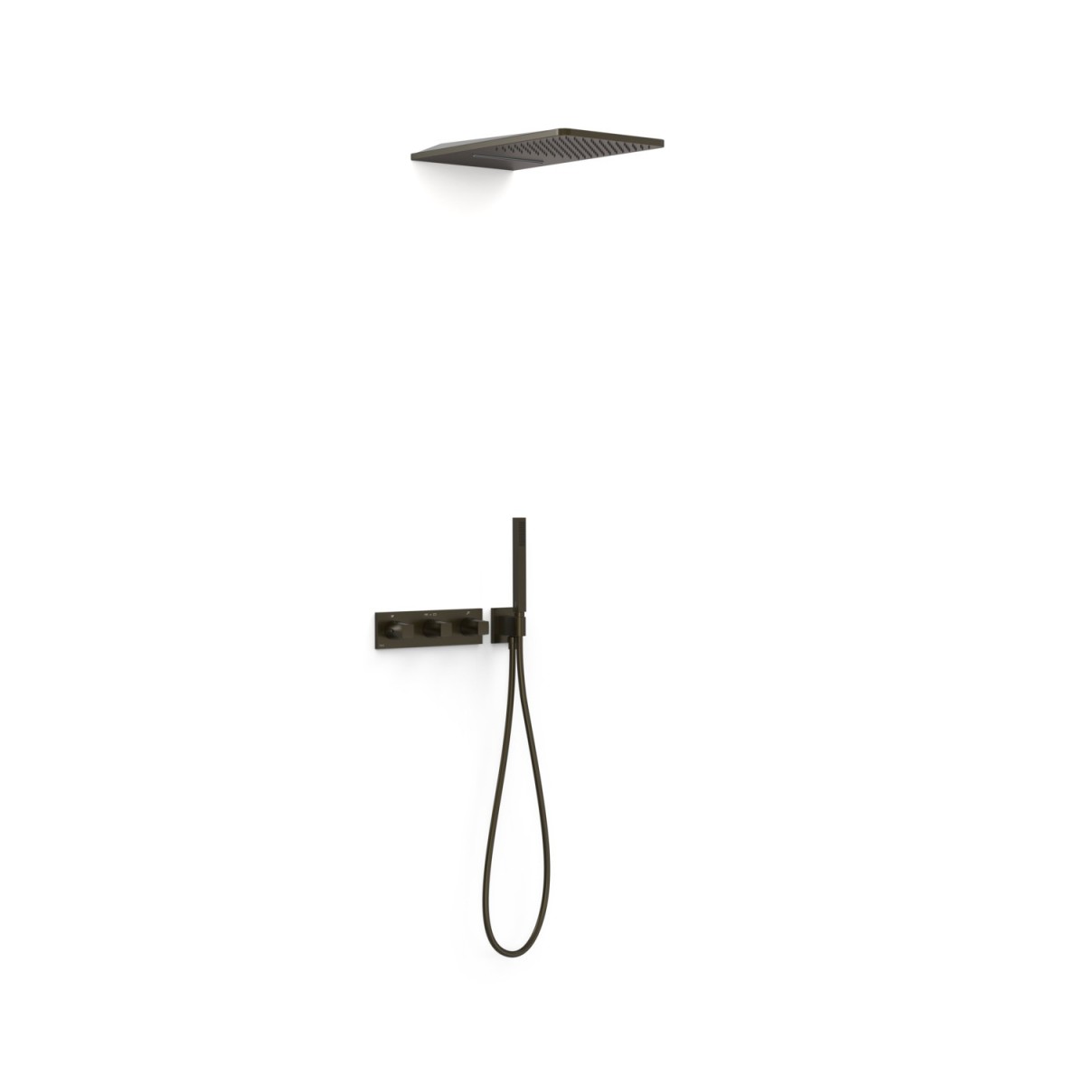 Kit douche robinet thermostatique encastré à 3 voies B‑system Noir Bronze - TRES 30725305KMB 