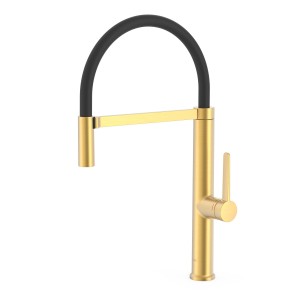 Mitigeur cuisine à bec flexible Or Mat 24K - TRES 23048701OM 