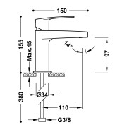 Mitigeur éco-efficace pour lavabo Chromé - TRES 22010401 