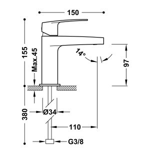 Mitigeur éco-efficace pour lavabo Chromé - TRES 22010401 