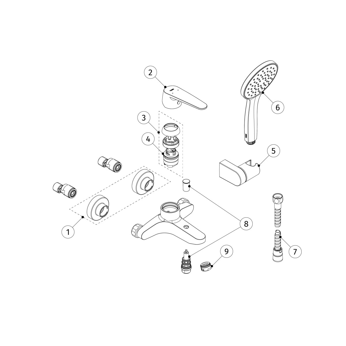 Mitigeur mural pour baignoire et douche Chromé - TRES 22017001 