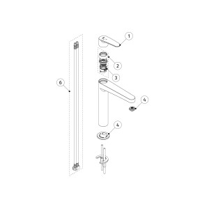 Mitigeur haut éco-efficace pour lavabo Chromé - TRES 22020401 