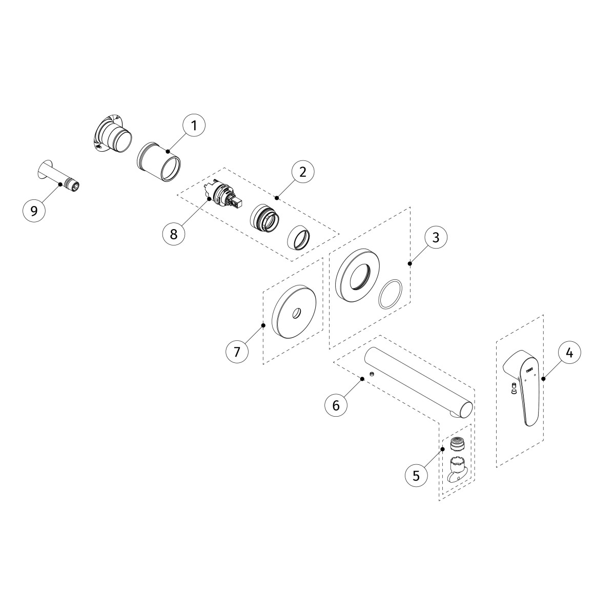 Mitigeur lavabo encastré bec 177 mm Chromé - TRES 22030021 