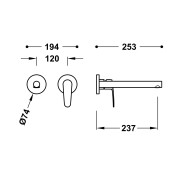 Mitigeur lavabo encastré bec 237 mm Chromé - TRES 22030022 