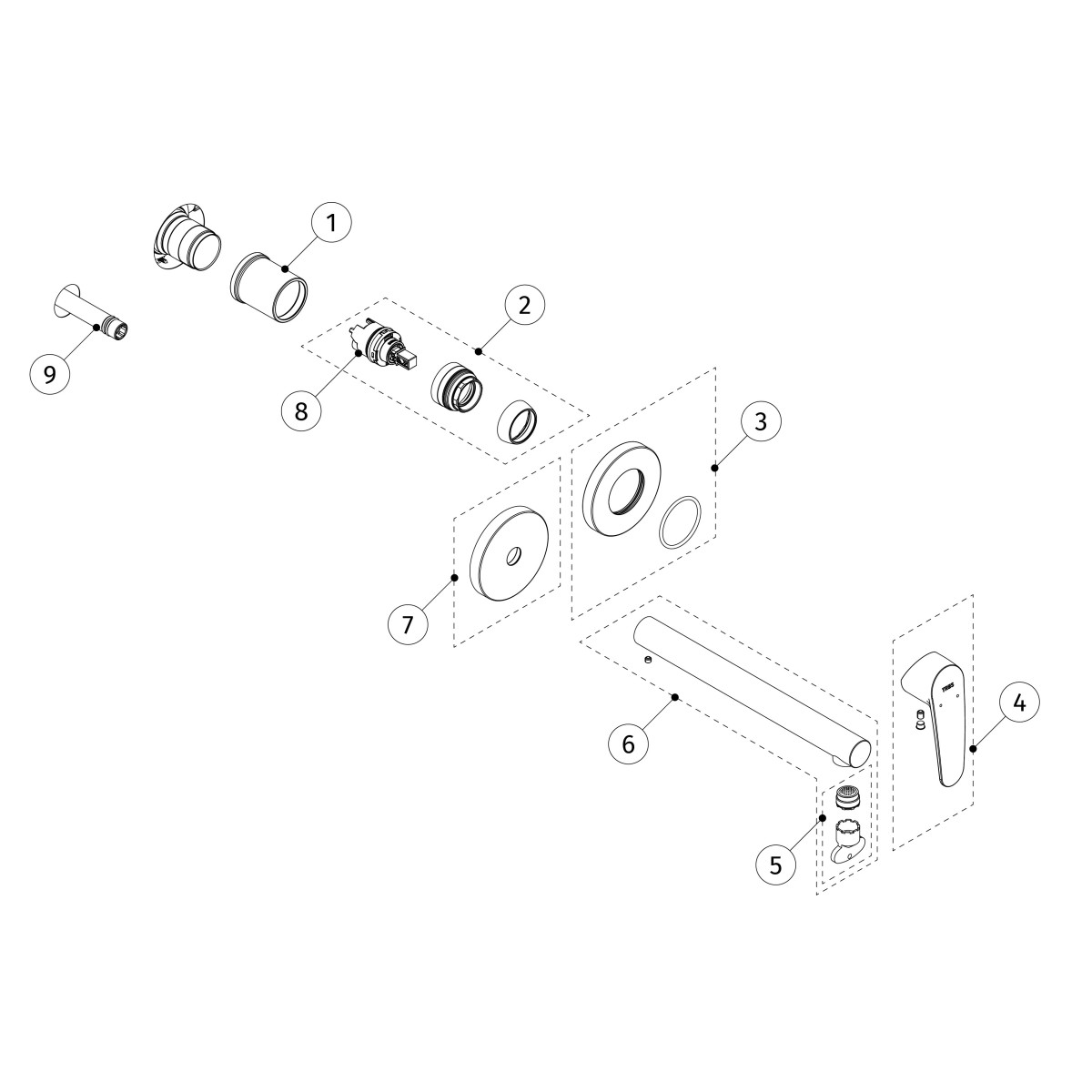 Mitigeur lavabo encastré bec 237 mm Chromé - TRES 22030022 