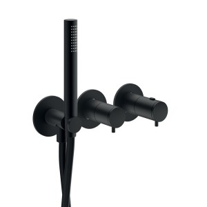 Façade douche/bain douche thermostatique 2 sorties Noir Mat - CRISTINA ONDYNA TV74213 