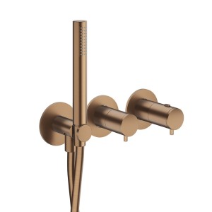 Façade douche/bain douche thermostatique 2 sorties Or Rose Brossé PVD - CRISTINA ONDYNA TV74234P 