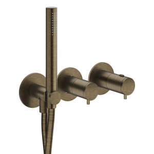 Façade douche/bain douche thermostatique 2 sorties Vieux Bronze Mat - CRISTINA ONDYNA TV74293 