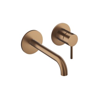 Mitigeur mural Lavabo Phi avec rosaces bec 185 mm Or Rose Brossé PVD - CRISTINA ONDYNA PH25734P 