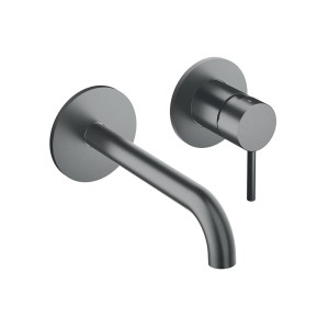 Mitigeur mural Lavabo Phi avec rosaces bec 185 mm Metal Brossé - CRISTINA ONDYNA PH25777 