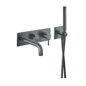 Façade de douche mitigeur 2 sorties avec douchette Phi Metal Brossé - CRISTINA ONDYNA PH10277 