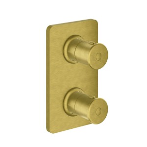 Façade externe douche Faro laiton thermostatique 2 sorties Or Brossé - CRISTINA ONDYNA FA75296P 