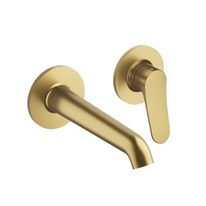 Façade Mitigeur Lavabo Botte 2 trous bec 225 mm Or Brossé - CRISTINA ONDYNA BT25996P 